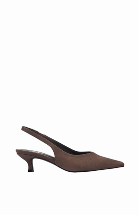 Rain Ready Lush Slingback Kitten Heels Chocolate Brown Micro