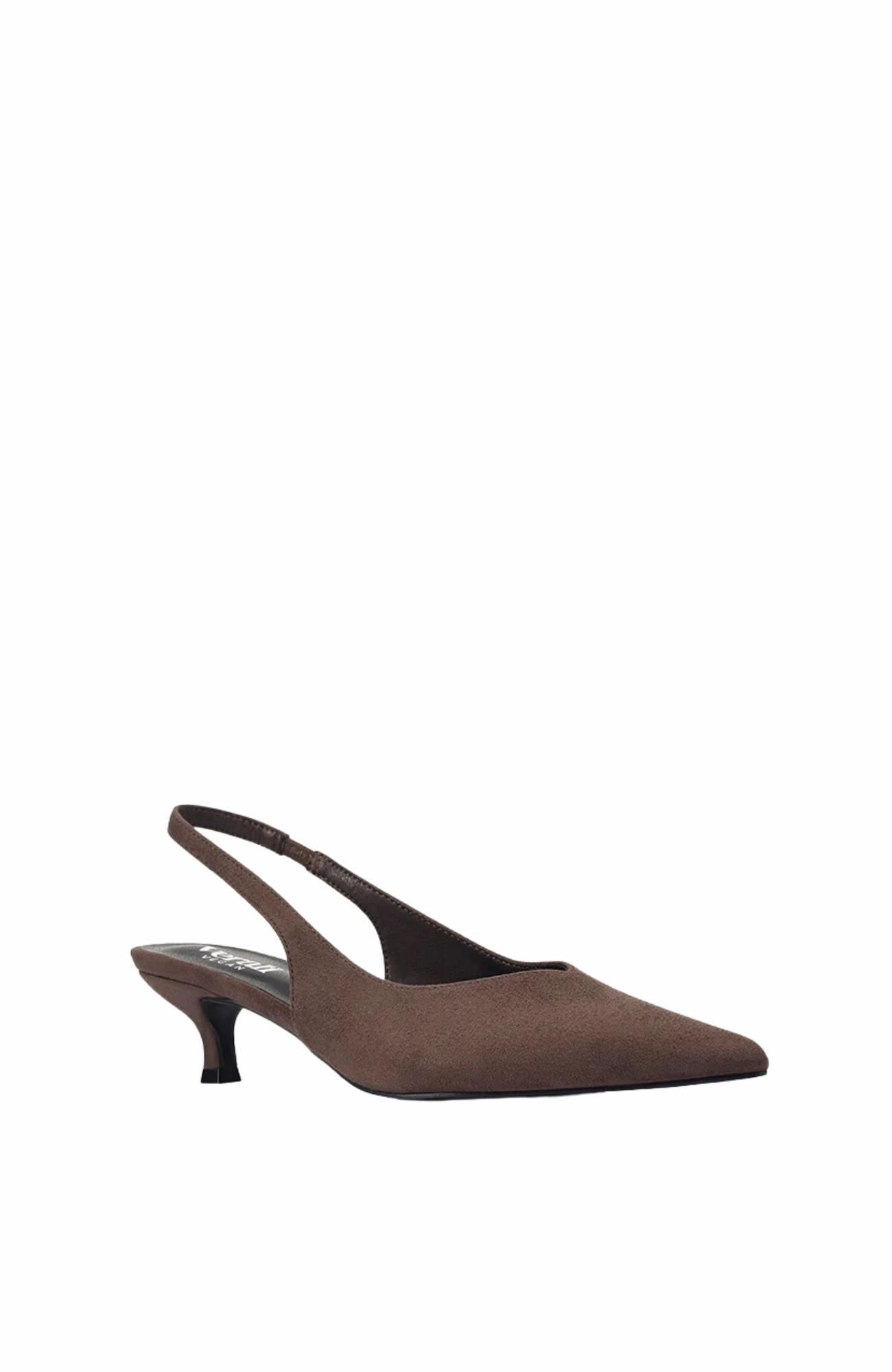 Lush Slingback Kitten Heels Chocolate Brown Micro Party Guard