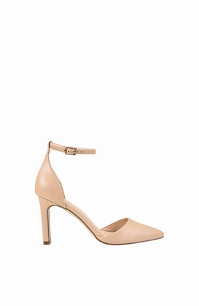 Kitra Closed Toe Heel Nude Smooth Stylish Heels Sharp Silhouette
