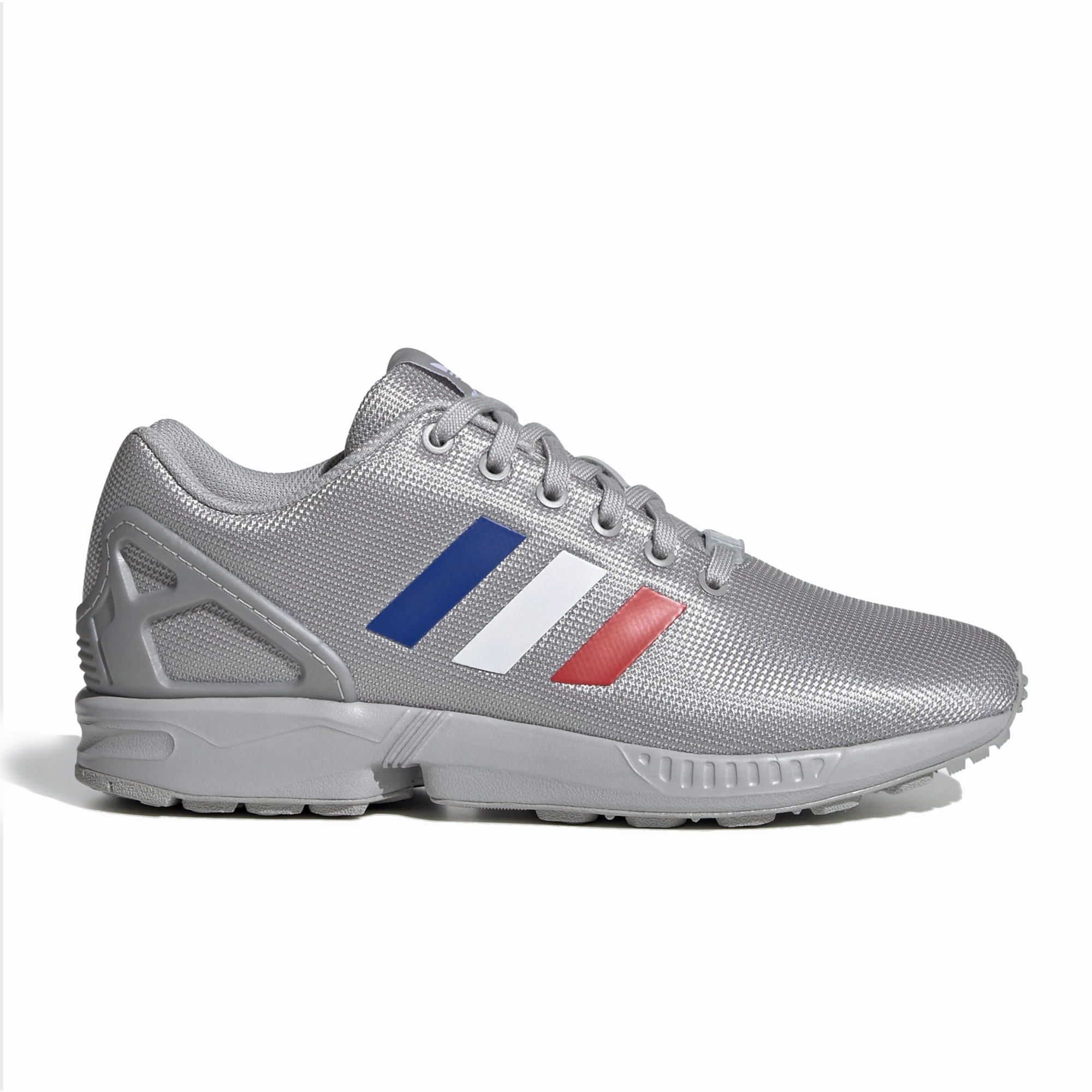 Adidas Men's ZX Flux Shoes - Grey / Royal Blue / Red Gentle Support LaceUp