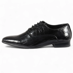 Men's Black Classic Lace-Up Oxford Derby Formal Shoes Fit Clean Classic Colors