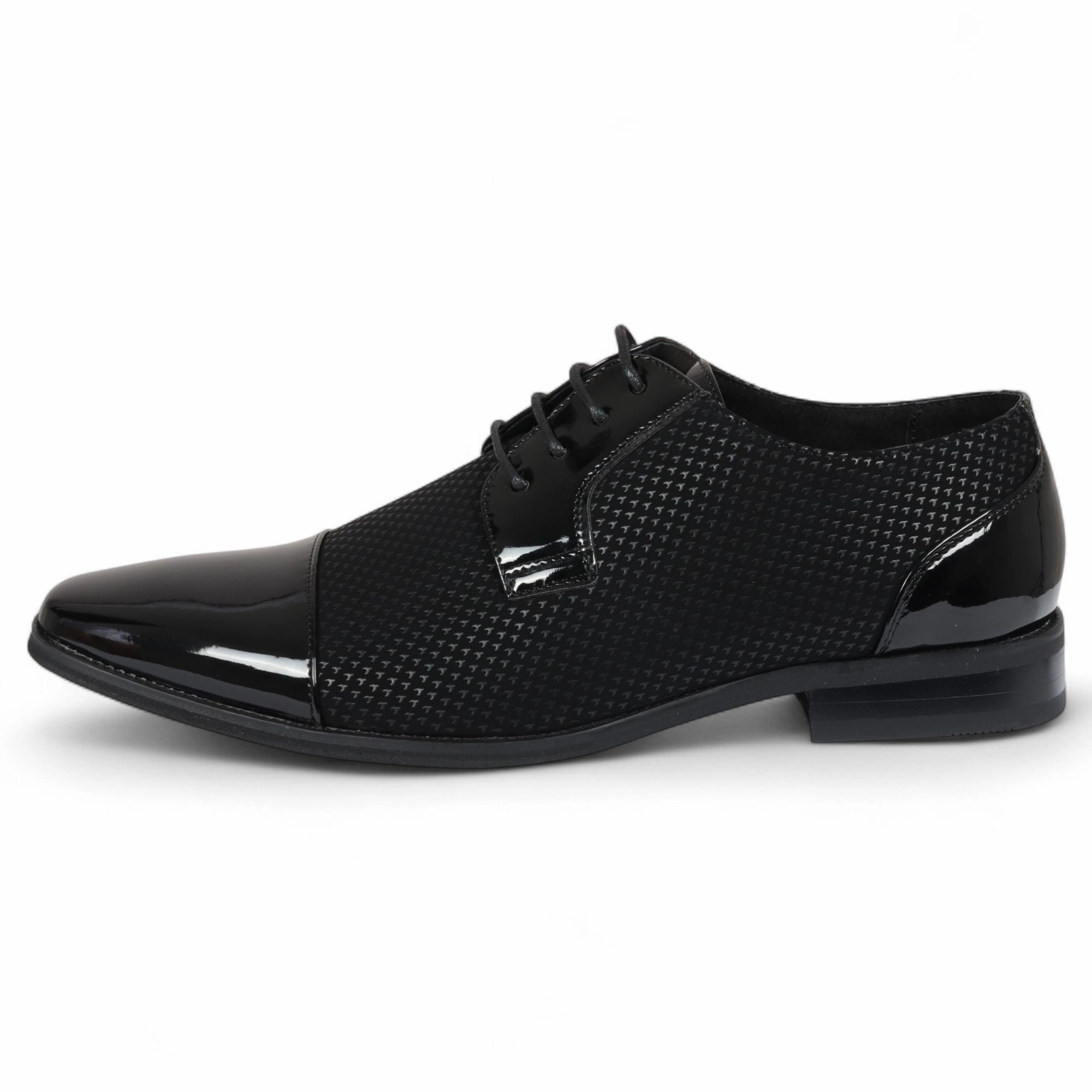 Men's Black Leather Oxford Formal Derby Shoes Smooth Form Career Oriented Refined Style Modern Professional