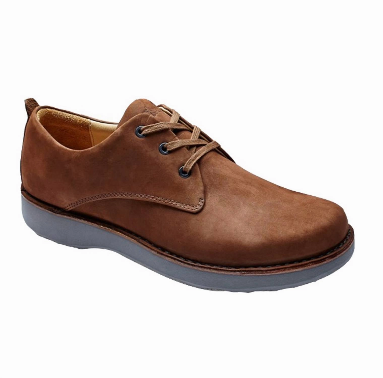 Men's Free Derby Shoes In Brown Nubuck Durable Make Formal Setting
