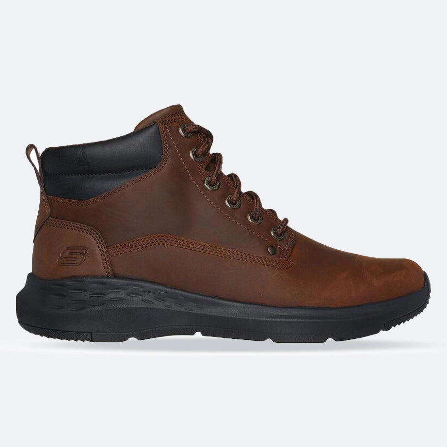 Men's Relaxed Fit Skechers 205175 Parson Ederic Boots - Brown Shock Absorbing Midsole Flex Groove Engineering