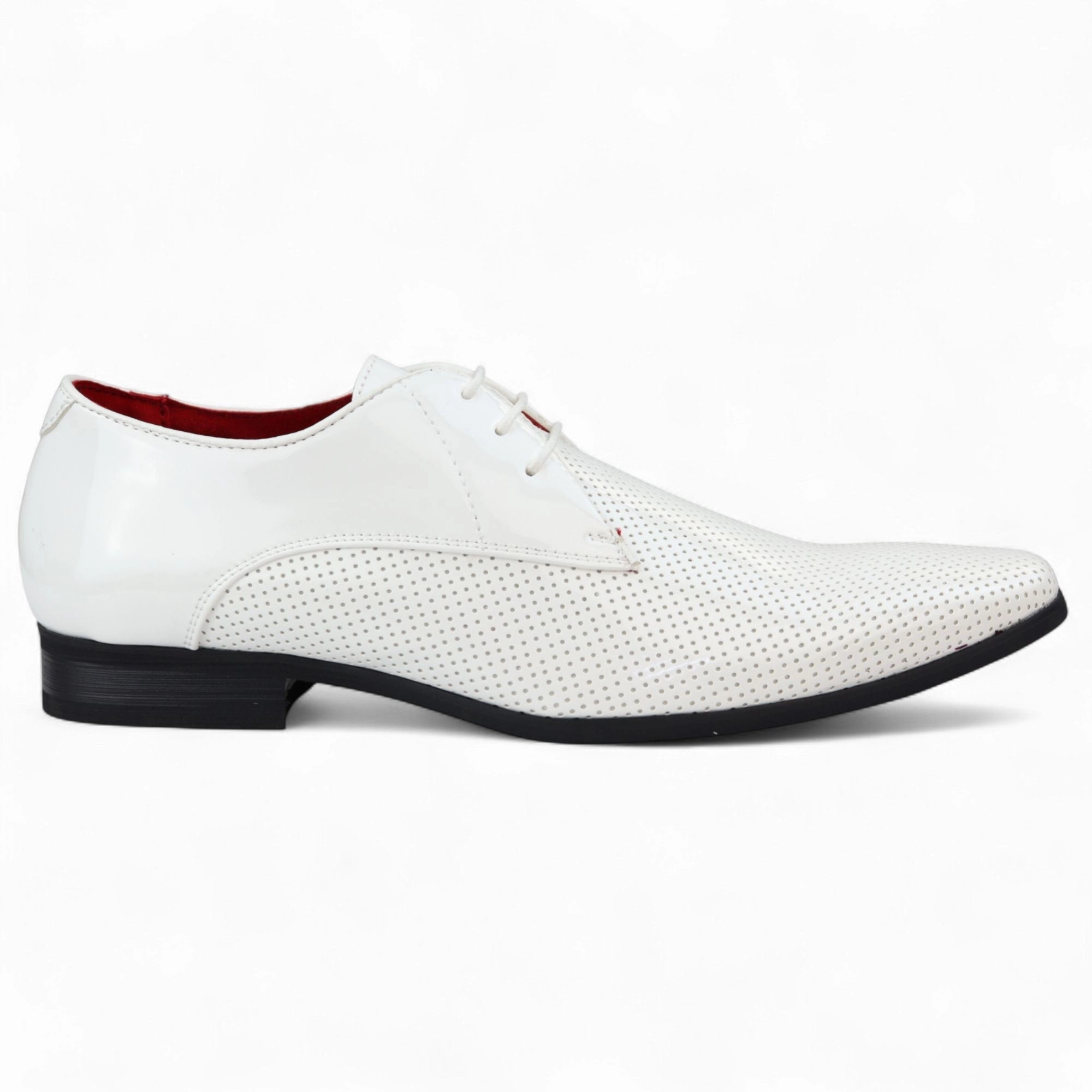 Reliable Comfort Men??s White Pointed Toe Formal Lace Up Perforated Shoes
