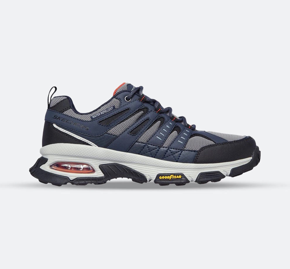 Men's Wide Fit Skechers 237214 Air Envoy Water Repellent outdoor Walking Trainers - Navy/Grey Protective Finish Windy Weather