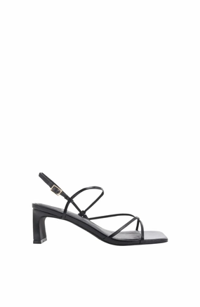 Milliana Heel Black Shine Pointed Sandals