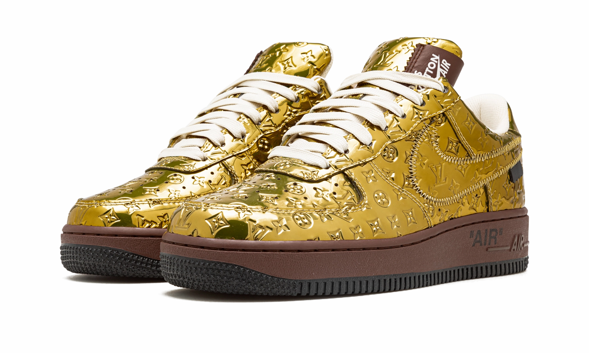 Non Marking Outdoor Lace   Up Louis Vuitton Air Force 1 Low "Virgil Abloh - Metallic Gold"