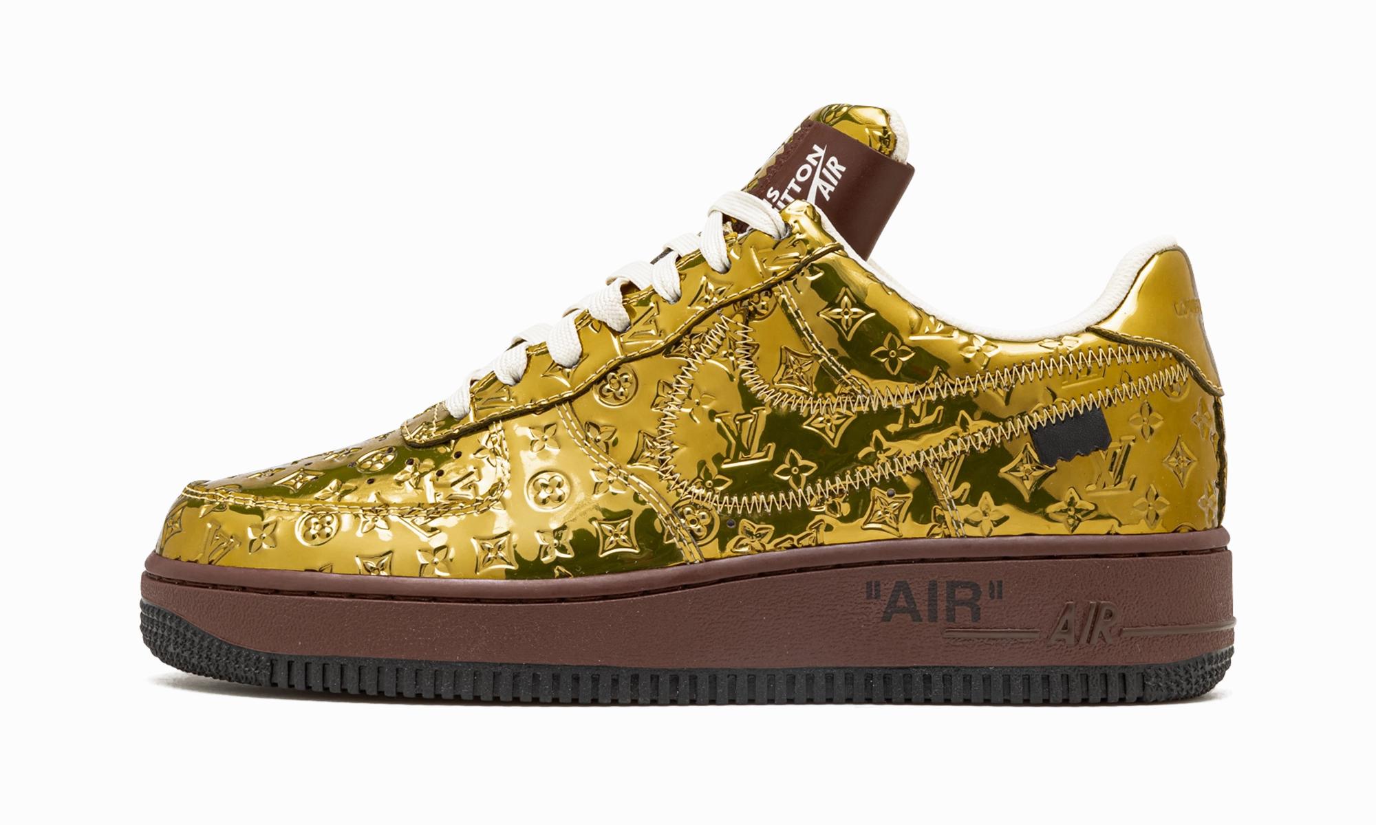 Louis Vuitton Air Force 1 Low "Virgil Abloh - Metallic Gold" Low noise Low key style