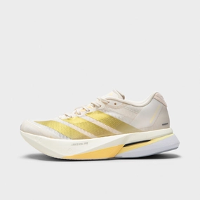 adidas Women's Adizero Boston 13 Chalk White / Gold Metallic - Orange Tint Mid   Top Style Airflow Optimized Structure