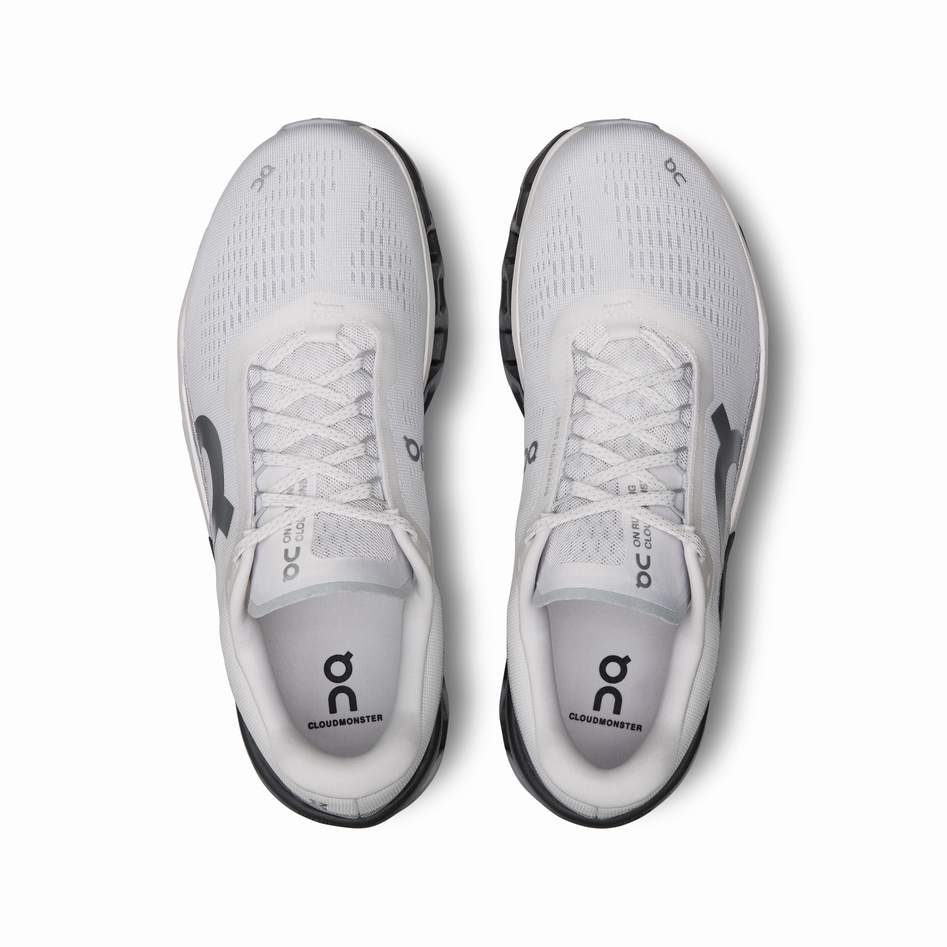 On Running Men's Cloudmonster 2 Shoes - Frost / Rock Airflow Vents zip