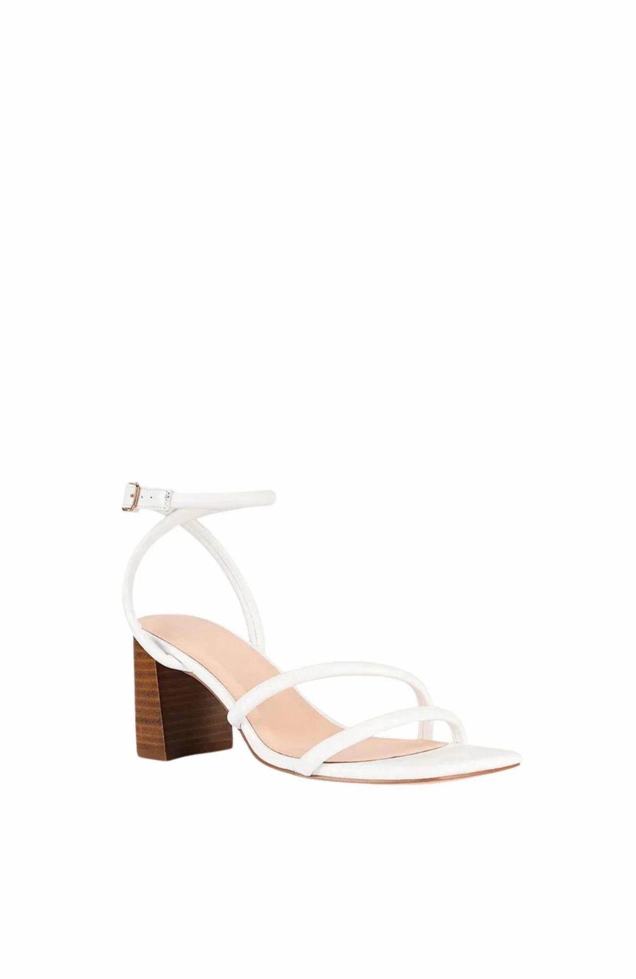 Nadia Block Heel Sandal White Glam Mood Shape Lift