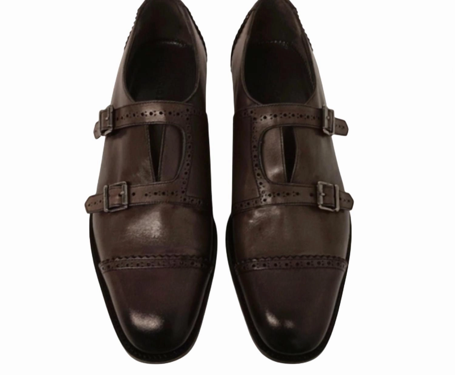 Men's Callimaco Monkstrap Dress Shoes In Brown Lightweight Build Presentation Ready Elegant Lace-Ups