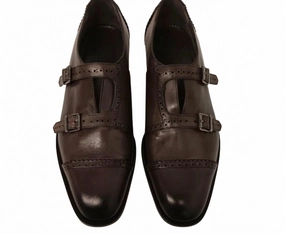 Men's Callimaco Monkstrap Dress Shoes In Brown Lightweight Build Presentation Ready Elegant Lace-Ups
