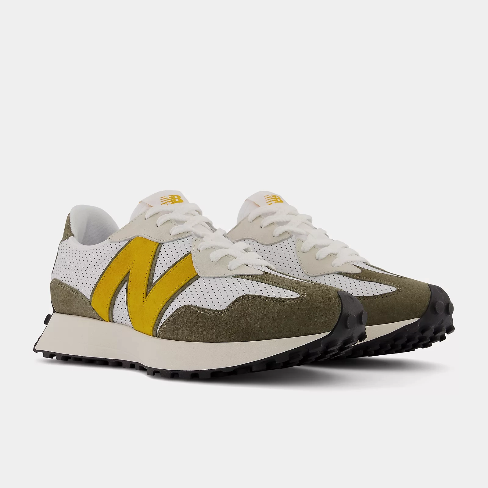 Sneaker Brands New Balance Men's 327 Shoes - White / Varsity Gold