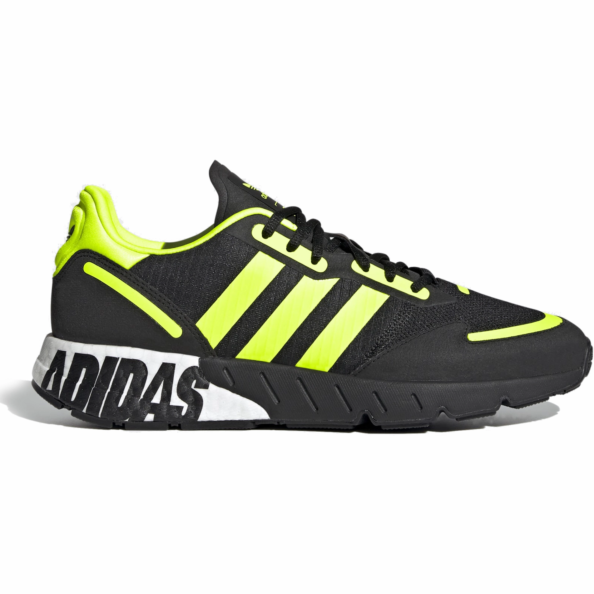Adidas Men's ZX 1K Boost Shoes - Core Black / Solar Yellow / Matte Silver Cushioned Sole Anti   Abrasion