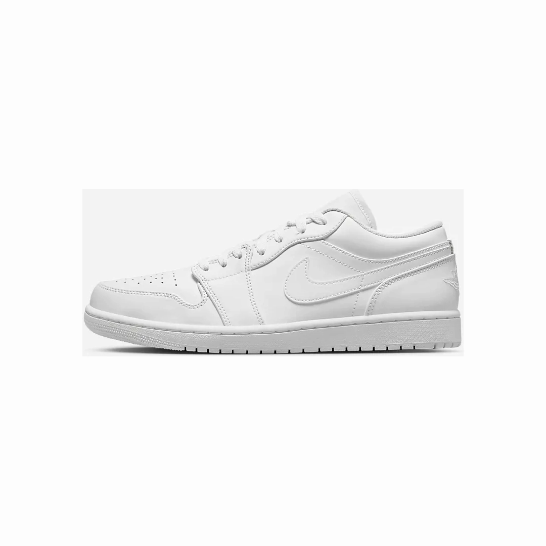 Water Resistant Build Nike Men's Air Jordan 1 Low Shoes - All White