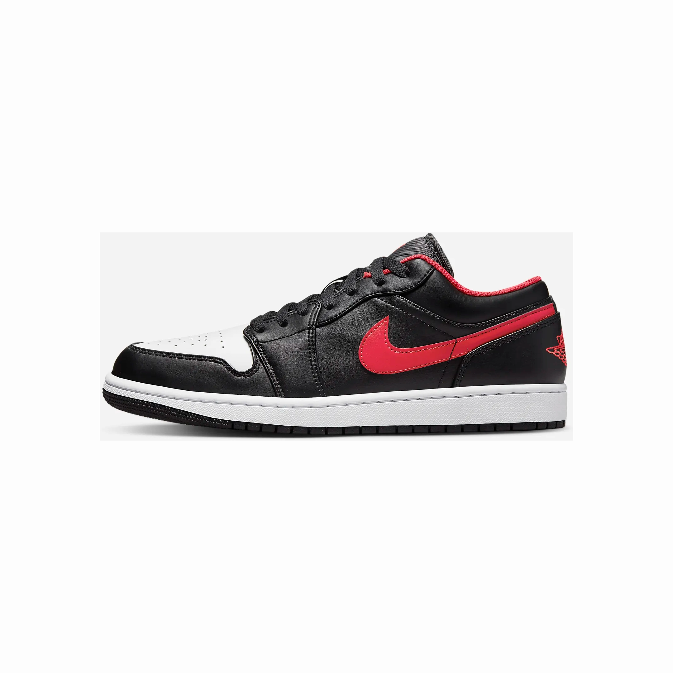 Nike Men's Air Jordan 1 Low Shoes - Black / White / Fire Red Shock Absorbing Layer