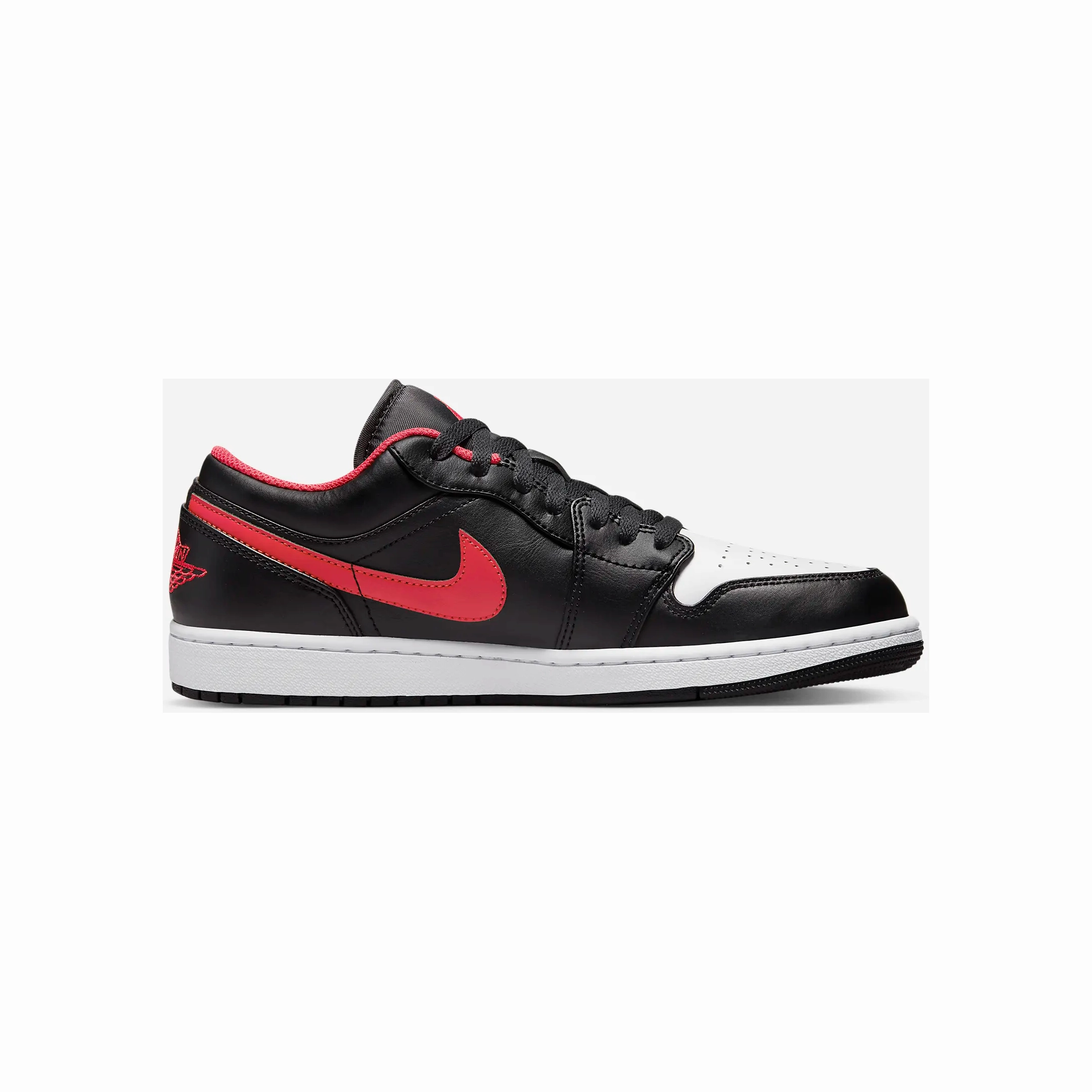 Distinctive materials Nike Men's Air Jordan 1 Low Shoes - Black / White / Fire Red