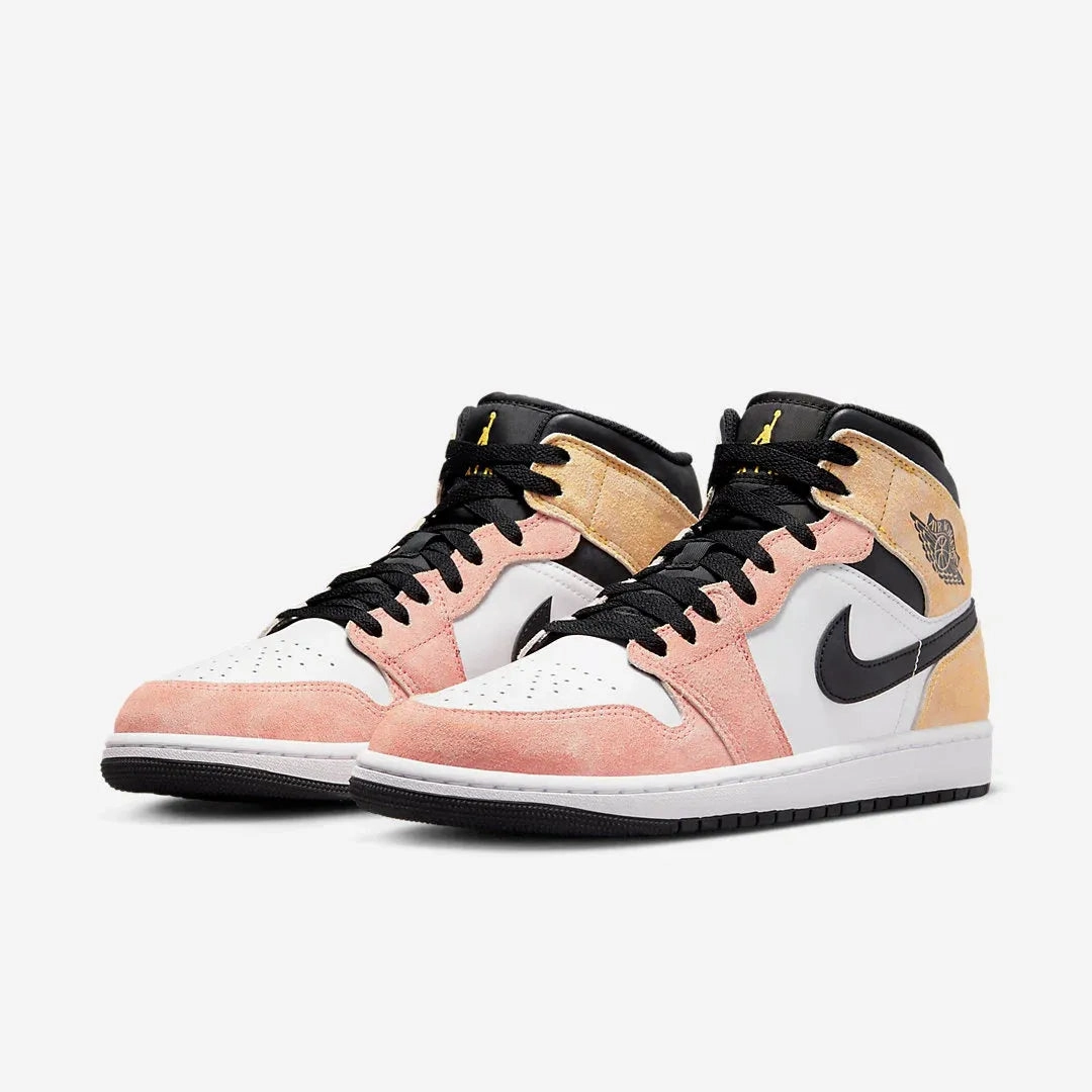 Stretch Gusset Nike Men's Air Jordan 1 Mid SE Shoes - Magic Ember / Sundial / White / Black