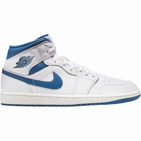 Quick Slip cushioned collar Nike Men's Air Jordan 1 Mid SE Shoes - White / Sail / Industrial Blue