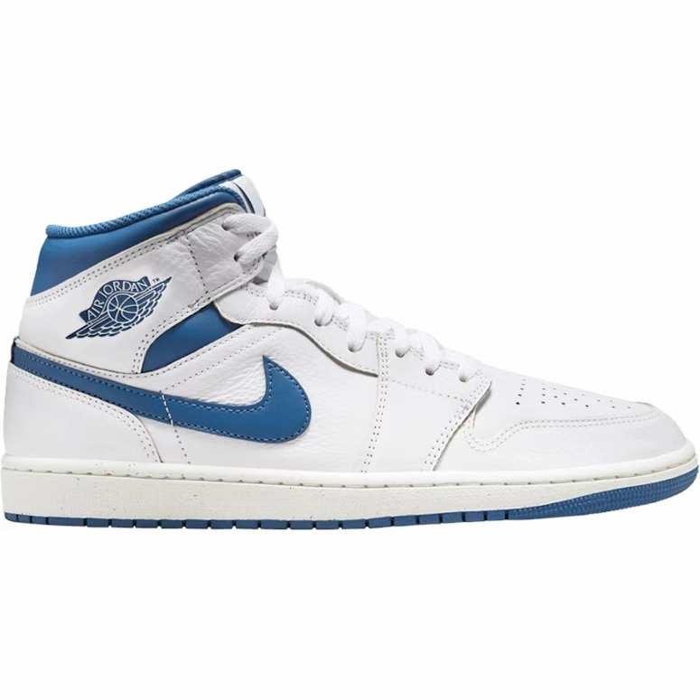 Quick Slip cushioned collar Nike Men's Air Jordan 1 Mid SE Shoes - White / Sail / Industrial Blue