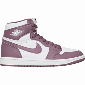 Premium Sole Nike Men's Air Jordan 1 Retro High OG Shoes - White / Mauve / White