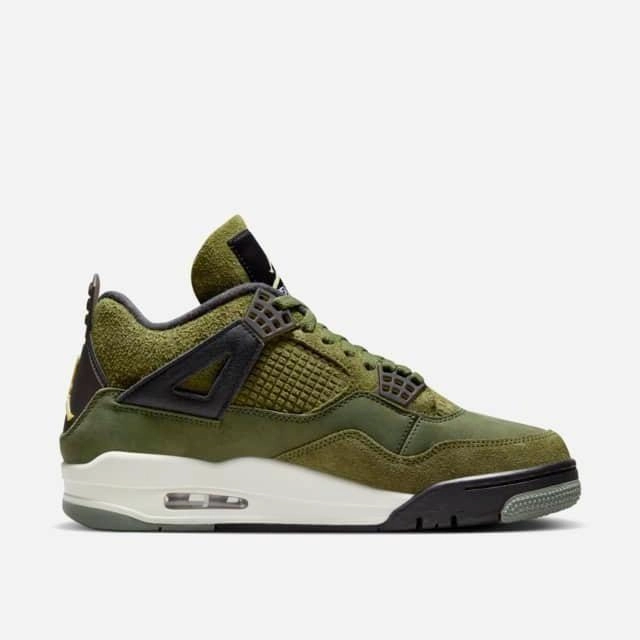 Ready Motion Nike Men's Air Jordan 4 Retro SE Shoes - Olive Green / Vanilla / Khaki / Black / Sail