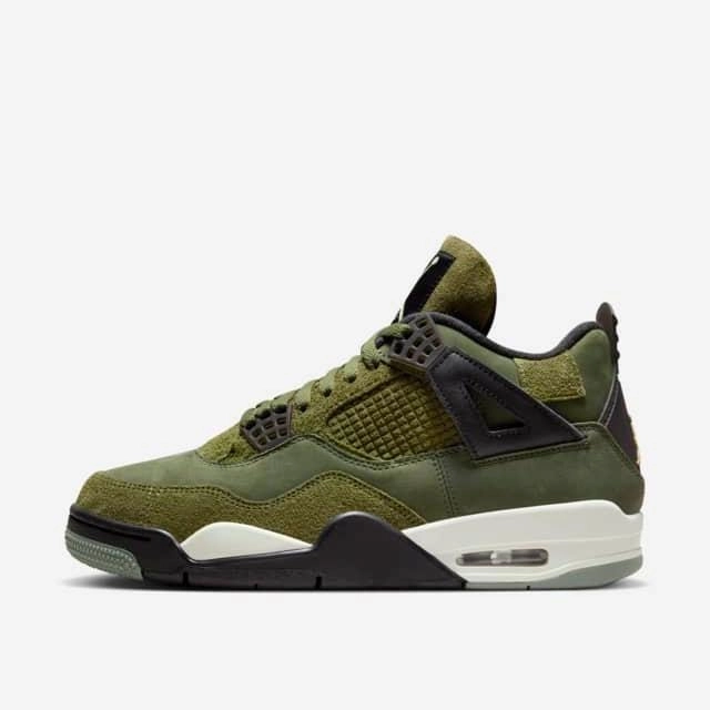 Peak Fit Nike Men's Air Jordan 4 Retro SE Shoes - Olive Green / Vanilla / Khaki / Black / Sail