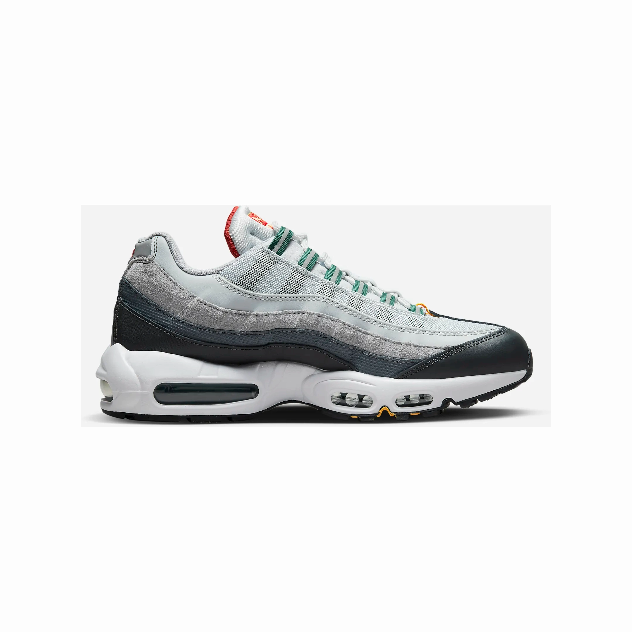Anti Microbial Treatment Nike Men's Air Max 95 Shoes - Pure Platinum / University Gold / Cinnabar / Gorge Green