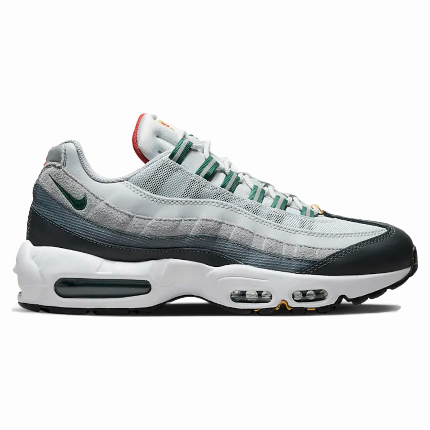 TPE Compression Foam Nike Men's Air Max 95 Shoes - Pure Platinum / University Gold / Cinnabar / Gorge Green