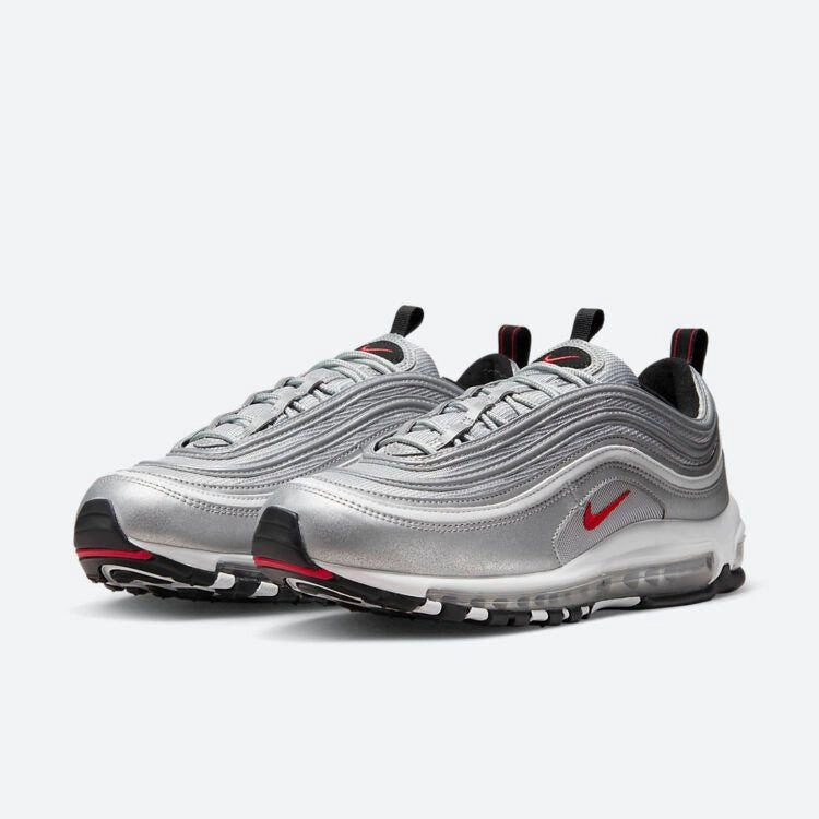 Dynamic Heel Cup Fitness Footwear Nike Men's Air Max 97 OG Shoes - Metallic Silver / University Red / Black