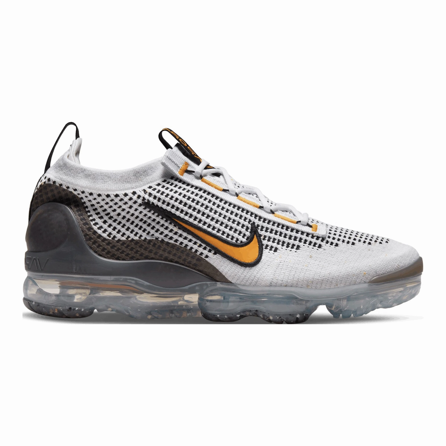 Daily Commuting Nike Men's Air VaporMax 2021 Flyknit Shoes - White / Black / Anthracite / Kumquat Yellow