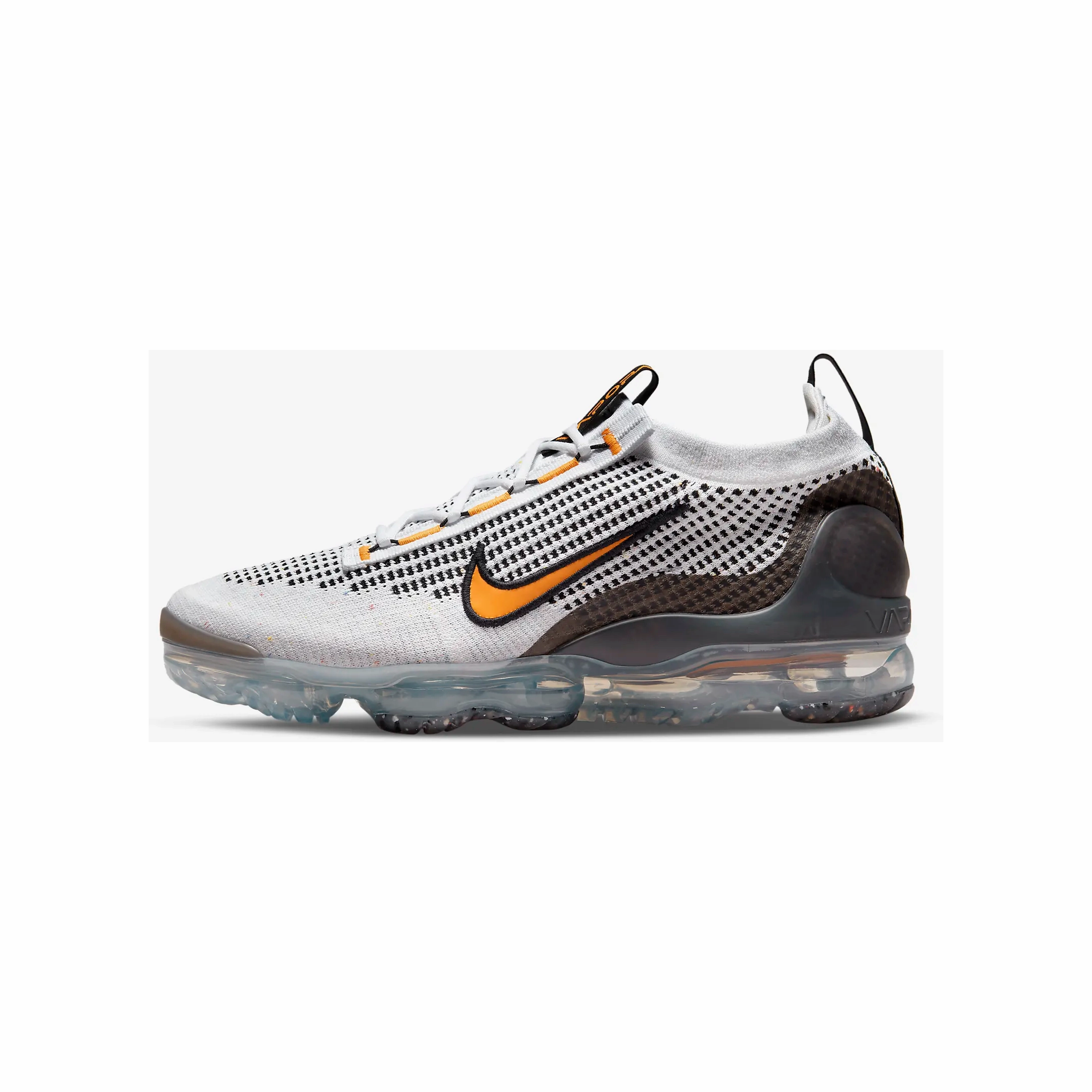 Minimalist Ride Ultra Soft Insole Nike Men's Air VaporMax 2021 Flyknit Shoes - White / Black / Anthracite / Kumquat Yellow