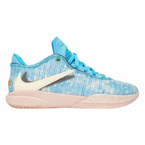 SuedeUpper Effortless Silhouette Nike Men's Lebron XX ASW All Star Shoes - Blue / Coconut Milk