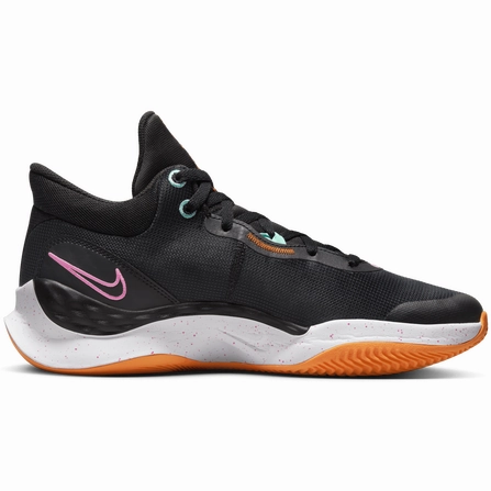 Water Resistant Knit Nike Men's Renew Elevate 3 Shoes - Black /Anthracite / Brilliant Orange / Pink Spell