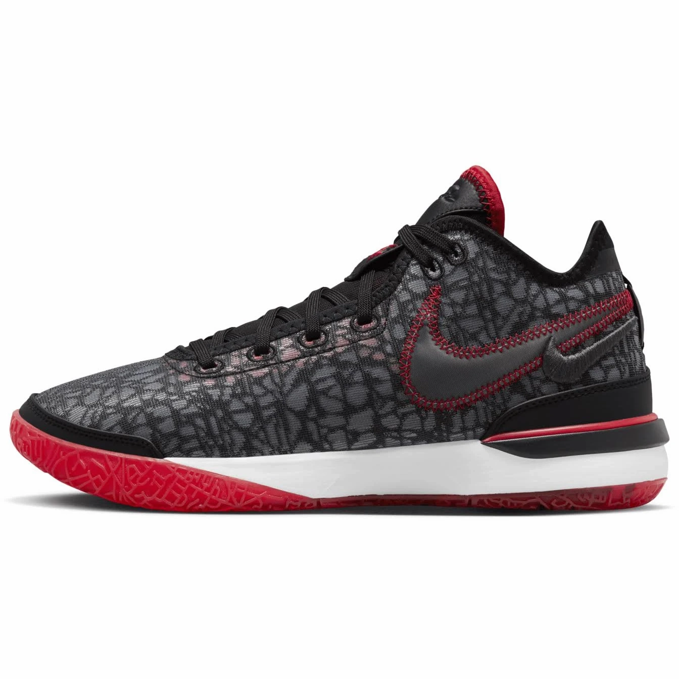 Nike Men's Zoom LeBron NXXT Gen Shoes - Black / White / University red Compression Resistant Collar Sneaker Functionality