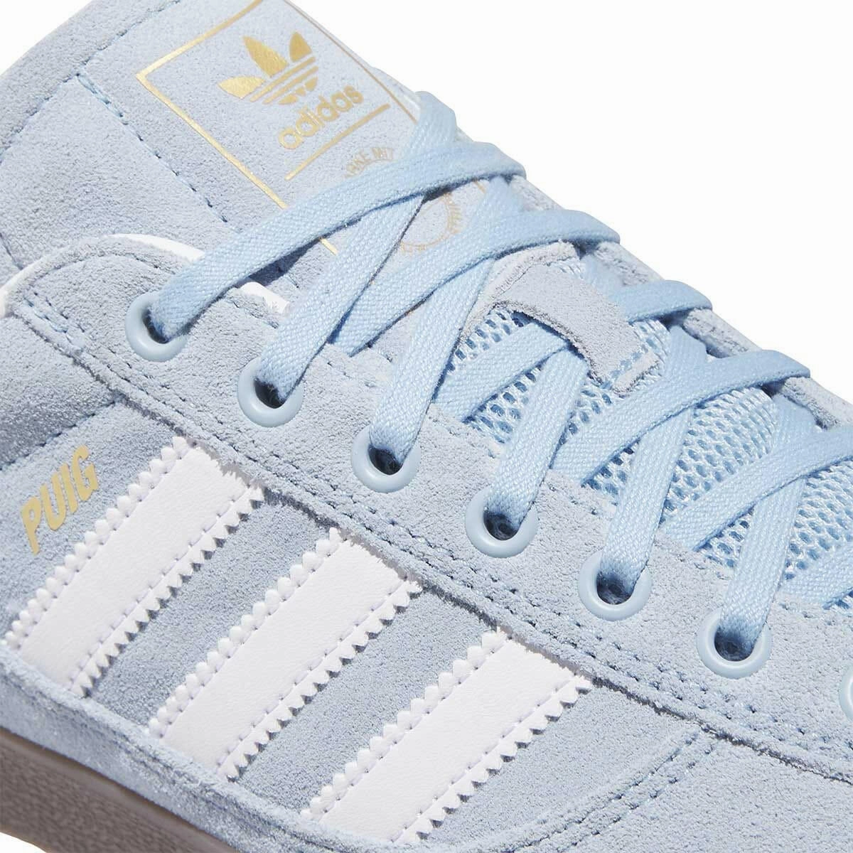 Reinforced Stitching Flex Zones Engineering Adidas - Puig Indoor Shoes Sky Blue/White/Gum