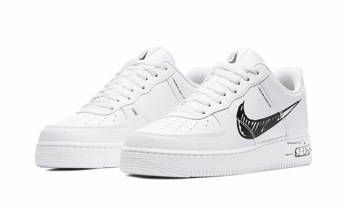 Air Force 1 Low "Sketch Pack - Black" Quick Dry Fabric Easy Walk