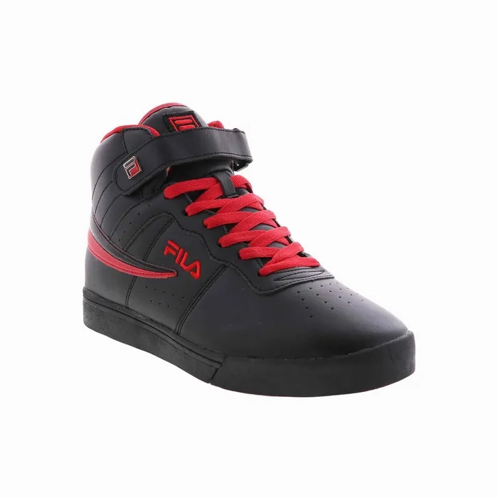 High Rebound Sole Crosswalk Use Fila Men's Vulc 13 Mid Plus Shoes - Black / Red
