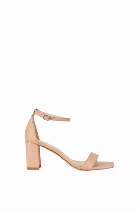 Neeka Block Heel Sandal Nude Pointed Shoes
