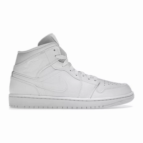 Nike Men's Air Jordan 1 Mid Shoes - All White Cushioning Cloud Tech