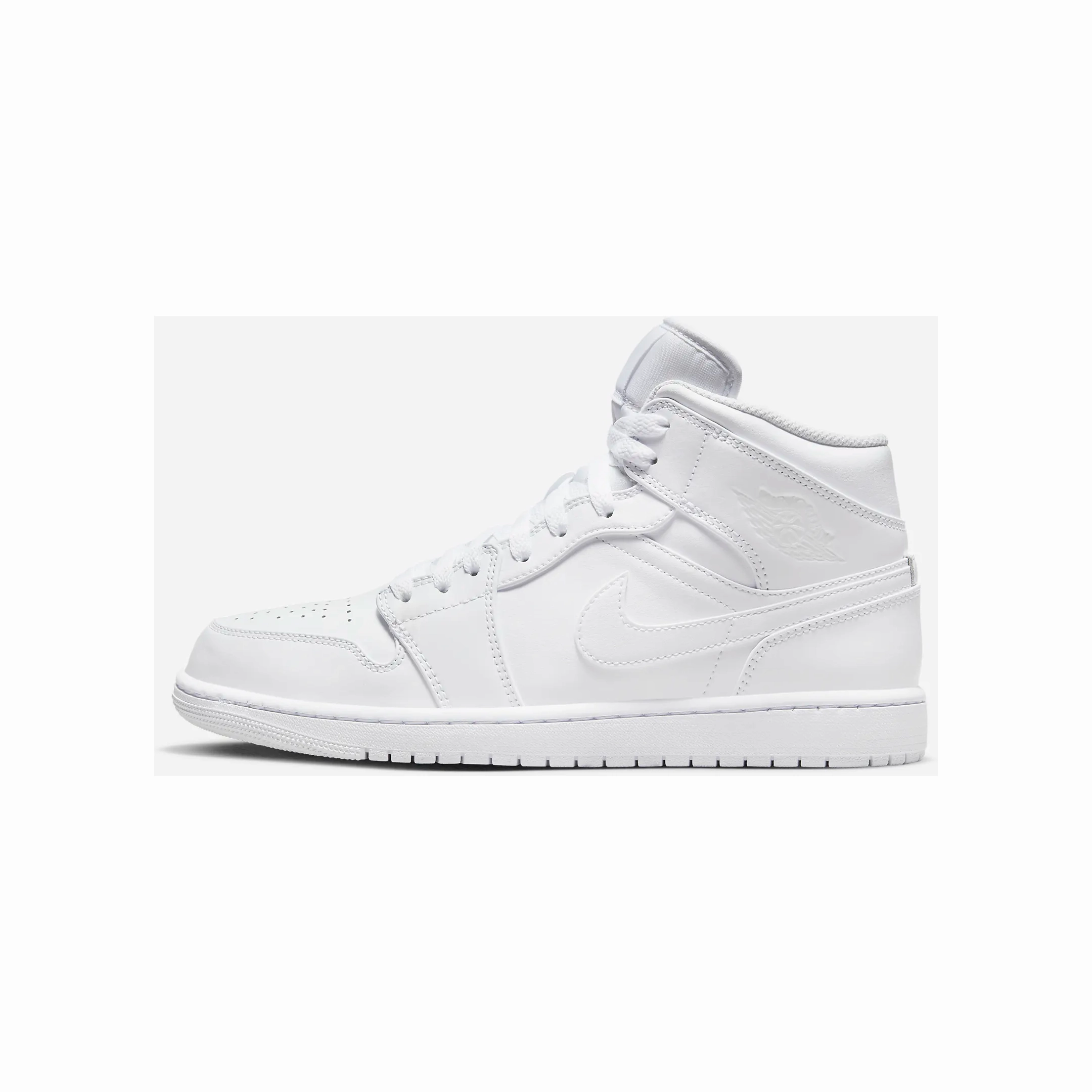 Nike Men's Air Jordan 1 Mid Shoes - All White Rubberized Finish