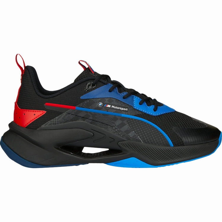 PUMA Men's BMW M Motorsport LGND Renegade Shoes - Black / Cool Cobalt / Pop Red Shock Diffusion Midsole Training Essentials