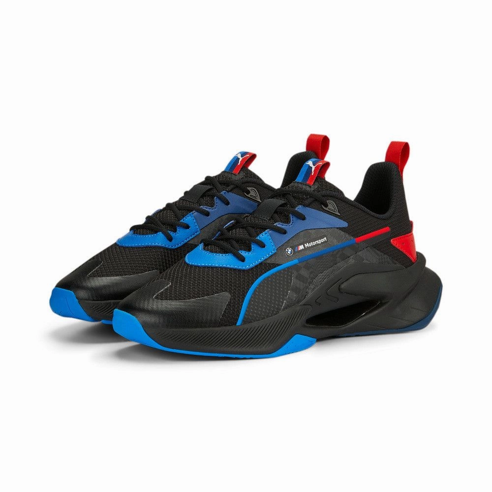Non Toxic Fabric Any Season PUMA Men's BMW M Motorsport LGND Renegade Shoes - Black / Cool Cobalt / Pop Red