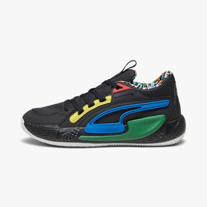 Arch Stabilization Puma Men's Court Rider Chaos Trash Talk Shoes - Black / Yellow / Green / Blue / White