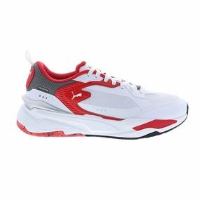 Cushion Heel Layered Look Puma Men's Ferrai RS Fast Shoes - White / Rosso Corsa Red / Smoked Pearl