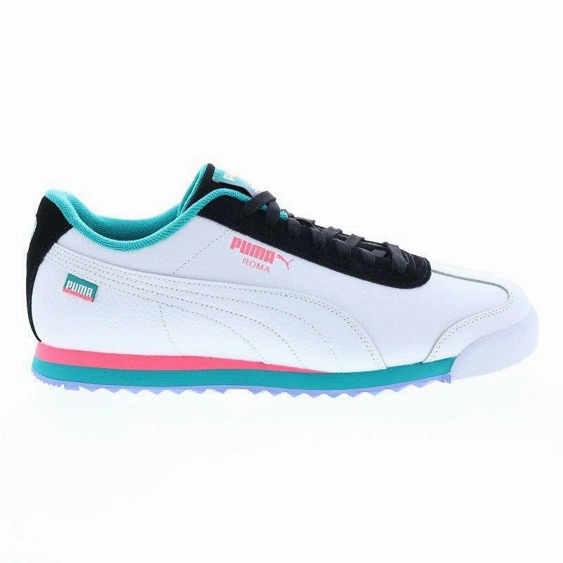 Puma Men's Roma Basic Fandom Shoes - White / Phantom Black / Deep Aqua / Sunset Glow Ultra-soft traction
