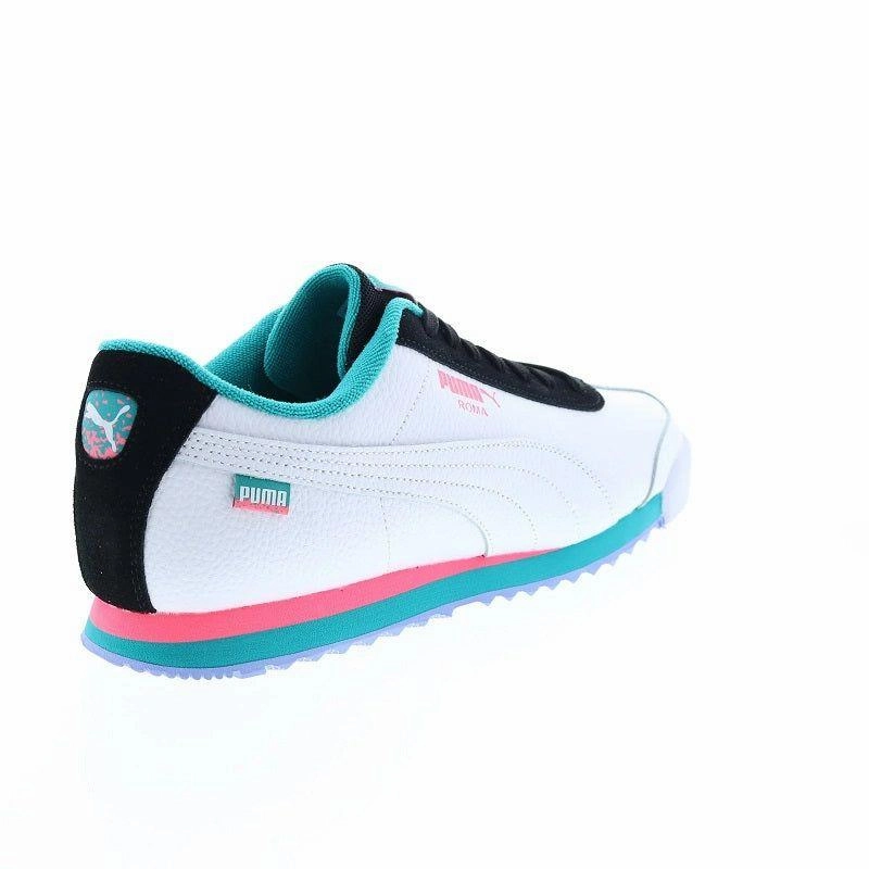 Puma Men's Roma Basic Fandom Shoes - White / Phantom Black / Deep Aqua / Sunset Glow Easy Sport Perfect Grip