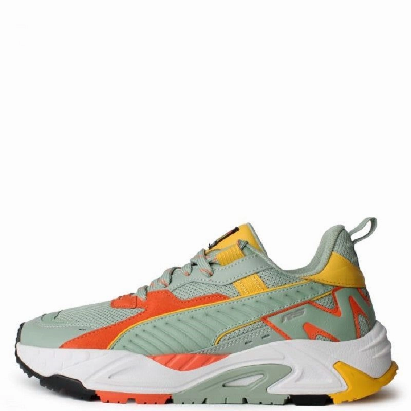 Performance Mode Puma Men's RS TRCK Brand Love Shoes - Green Fog / Hot Heat / Yellow Sizzle